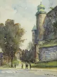 Henryk Sajdak, WIDOK NA WAWEL, akwarela, ołówek, papier