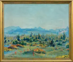Alfred Terlecki, JAŁOWCE. PANORAMA TATR, 1923, olej, płótno