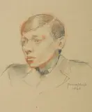 Bruno Schulz, PORTRET UCZNIA, BOGUSŁAWA MARSZALA, 1939, ołówek, kredka, sangwina, papier