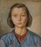 Roman Kramsztyk, PORTRET DZIEWCZYNKI, lata 30. XX w., olej, tektura