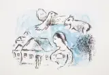 Wioska (Le Village) by Marc Chagall, 1977, litografia barwna, papier, sold Aug 2015