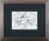 Edward Dwurnik, Wiejski wiadukt, 2007, tusz pióro, papier