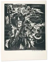 Andrzej Kurkowski, Don Kichot, 1988, linoryt, papier kremowy
