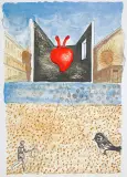 Kompozycja z sercem by Jan Lebensztejn, litografia barwna, papier, sold Aug 2015