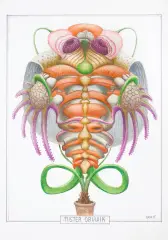 Jacek Yerka, Mister Obuwik, 2015, kredki, ołówek, karton