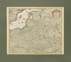 Frederick de Wit, MAPA POLSKI I WIELKIEGO KSIĘSTWA LITEWSKIEGO..., miedzioryt kolorowany ręcznie, papier żeberkowy