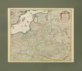 Frederick de Wit, MAPA POLSKI I WIELKIEGO KSIĘSTWA LITEWSKIEGO..., miedzioryt kolorowany ręcznie, papier żeberkowy