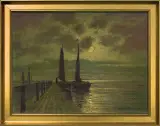 KUTRY RYBACKIE PRZY POMOŚCIE. NOKTURN by Ernst Hugo Lorenz-Murowana, olej, płótno, offered Jul 2015