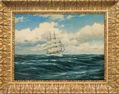 Waldemar Schlichting, POD PEŁNYMI ŻAGLAMI, olej, płótno