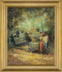 Ludwig Gschossmann, LETNIA KAWIARNIA, olej, płótno
