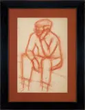 STUDIUM POSTACI SIEDZĄCEGO MĘŻCZYZNY by Zygmunt Menkes, sangwina, papier, sold Jul 2015