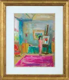 MODELKA W PRACOWNI ARTYSTY by Jakub (Jacques) Zucker, akwarela, gwasz, sold Jul 2015