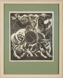 Edmund Ludwik Bartłomiejczyk, Góral z koniem, 1925, drzeworyt, papier