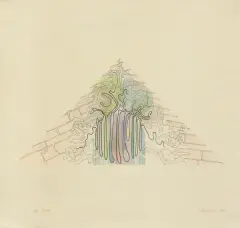 Andrzej Dłużniewski, Góra 8, 1988, tusz, pióro, akwarela, flamaster, papier