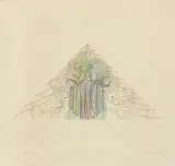 Andrzej Dłużniewski, Góra 8, 1988, tusz, pióro, akwarela, flamaster, papier