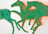 Jolanta Johnsson, Konie, 2007, monotypia, kredka, karton