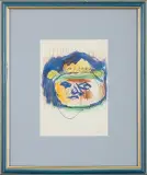 Jerzy Panek, Autoportret, kredki, flamaster, tusz pióro papier
