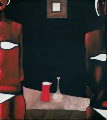 Jerzy Nowosielski, DWIE KOBIETY WE WNĘTRZU, 1979, olej, płótno