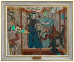 Juliusz Studnicki, SPEKTAKL (ZWARIOWANA ŚPIEWACZKA), 1965, olej, płótno