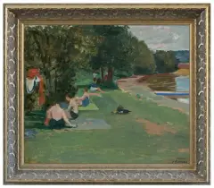 DZIKA PLAŻA by Juliusz Studnicki, lata 50. XX w., olej, płótno, sold Jun 2015