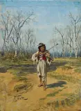 Franz Streitt, MŁODY SKRZYPEK, ok. 1880, olej, deska