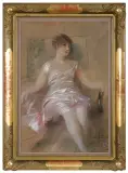 Teodor Axentowicz, CHWILA ODPOCZYNKU, pastel, papier