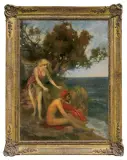 Jan Styka, NIMFA KALIPSO ODNAJDUJE ODYSSA, 1911-1923, olej, tektura