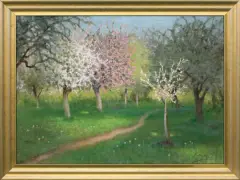 Roman Bratkowski, KWITNĄCY SAD, 1923, olej, tektura
