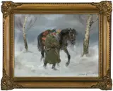 W ZADYMCE by Jerzy Kossak, 1939, olej, tektura, sold Jun 2015