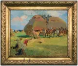 ZWIAD KAWALERYJSKI by Wojciech Kossak, 1917, olej, deska, sold Jun 2015