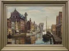 Alois Nitze, GDAŃSK. NAD MOTŁAWĄ, olej, płótno