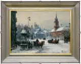 Z DAWNEJ WARSZAWY. PLAC ZAMKOWY ZIMĄ by Władysław Chmieliński, olej, płótno, sold Jun 2015