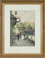 Henryk Sajdak, Z KAZIMIERZA DOLNEGO NAD WISŁĄ, akwarela, ołówek, papier