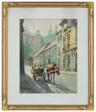 Henryk Sajdak, ULICA KANONICZA Z WIDOKIEM NA WAWEL, 1980, akwarela, ołówek, papier