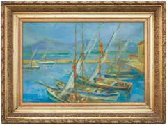 Józef Pankiewicz, ŁODZIE W PORCIE SAINT-TROPEZ, 1908-1909, olej, płótno