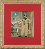 CYRKOWCY - PIEROT I KOLOMBINA by Zygmunt Menkes, akwarela, gwasz, papier, sold Jun 2015