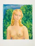 Akt na tle liści by Moïse Kisling, litografia barwna, papier, sold May 2015