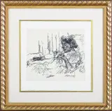 Szyjąca by Hanna Rudzka-Cybisowa, 1935, tusz pióro, papier, sold May 2015