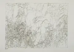 Bez tytułu by Jerzy Stajuda, lata 70. XX w., tusz (sepia) pióro, papier kremowy, sold May 2015