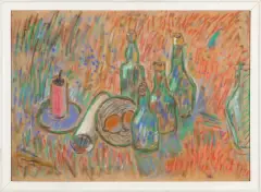 Wacław Taranczewski, Martwa natura z butelkami, pastel, papier