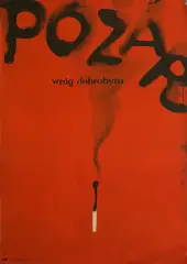 Wiktor Górka, Pożar wróg dobrobytu, 1966, offset barwny, papier