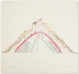 Andrzej Dłużniewski, GÓra 10-ta, 1988, kredki, flamastry, ołówek, papier