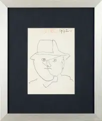 Portret w kapeluszu by Jerzy Panek, 1972, tusz, papier, sold Apr 2015