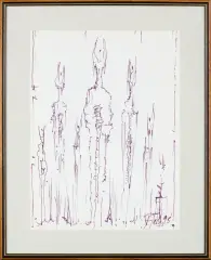 Kompozycja z postaciami by Jerzy Tchorzewski, 1995, flamaster, papier, sold Apr 2015
