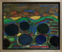 ZIELONE ŚWIĄTKI by Tadeusz Dominiku, lata 80. XX w., olej, płótno, sold Mar 2015