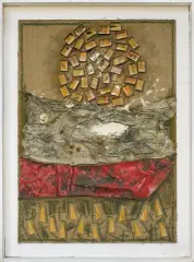 Józef Szajna, WSCHÓD SŁOŃCA, 1986, technika mieszana, collage