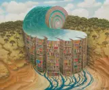 AMONIT BIBLIOTECZNY by Jacek Yerka, 2015, pastel, karton, sold Mar 2015
