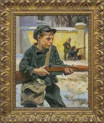 Wojciech Kossak, ORLĄTKO LWOWSKIE, 1921, olej, sklejka