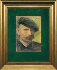Leon Wyczółkowski, AUTOPORTRET W CYKLISTÓWCE, ok. 1900, pastel, papier