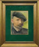 Leon Wyczółkowski, AUTOPORTRET W CYKLISTÓWCE, ok. 1900, pastel, papier